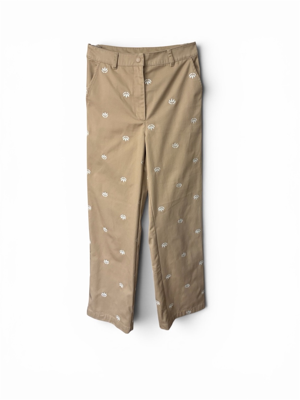 adidas Women’s Tan Khaki Pants with Trefoil Embroidery, size 4